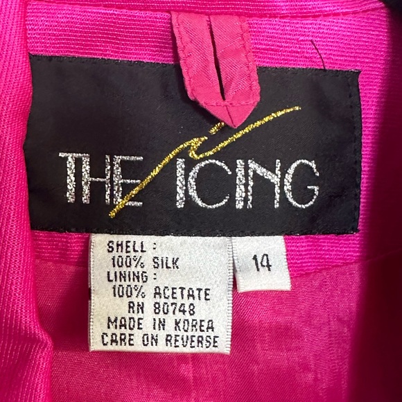 Vintage The Icing Hot Pink 100% Silk Blazer Jacket Size 14 Lined - Picture 4 of 10